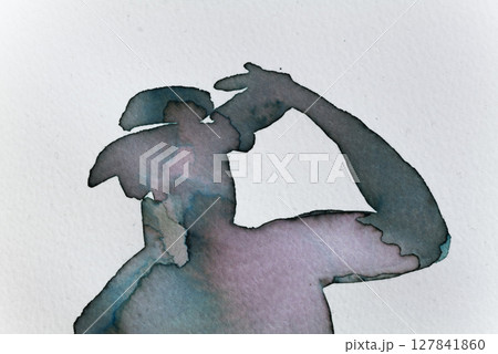 Captivating silhouette poses in watercolor illustration capturing dynamic human expression Captivating silhouette poses in watercolor illustration capturing dynamic human expression 127841860