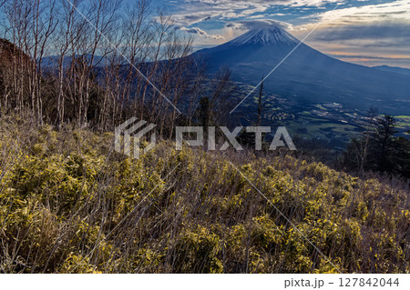 毛無山稜線から見る朝日差す富士山 毛無山稜線から見る朝日差す富士山 127842044