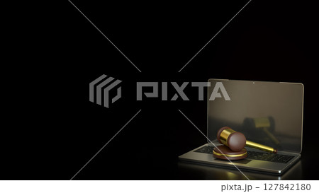 The Hammer Law on Laptop for Technology concept 3d Rendering. 127842180