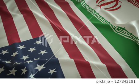 The American and Iran flag for war crisis concept 3d Rendering. 127842181