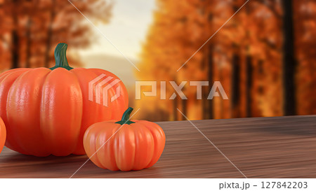 The Pumpkin for food or Holiday concept 3d Rendering. The Pumpkin for food or Holiday concept 3d Rendering. 127842203
