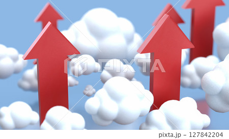 The Red arrow and cloud for Business concept 3d...のイラスト素材 [127842204 ...