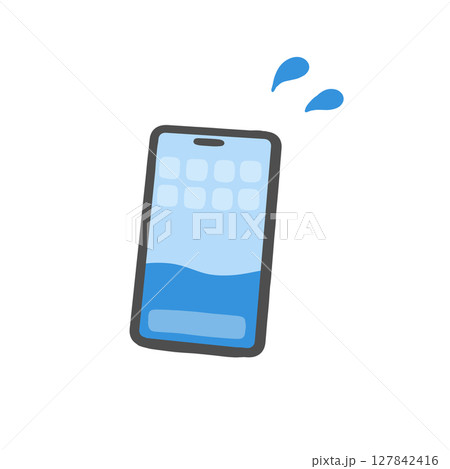 水没したスマホのイラスト 127842416