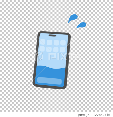 水没したスマホのイラスト 127842416