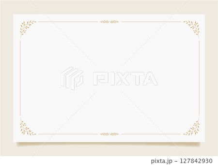 白地にシンプルなリーフ模様のエレガントなレターペーパー 127842930