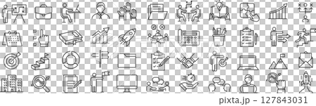 ベクターでモノクロのタスクに関する線画アイコンセット 127843031