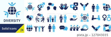 ダイバーシティに関するシルエットアイコンセット ダイバーシティに関するシルエットアイコンセット 127843035
