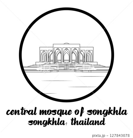 Circle Icon Central mosque of Songkhla. vector illustration 127843078