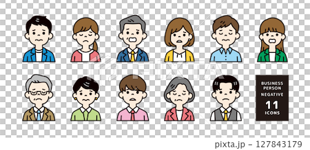 Avatar icon material set of business people with troubled faces working in the office_vector_color Avatar icon material set of business people with troubled faces working in the office_vector_color 127843179