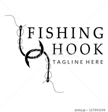 fishing hook logo design, fishing bait, fishing shop, tournament, angler, fishing community 127843249
