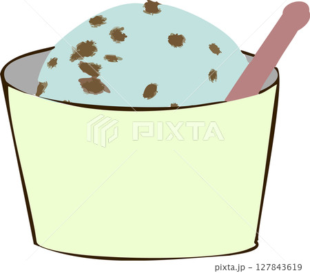 白いカップに入ったアイスクリーム・チョコミント 白いカップに入ったアイスクリーム・チョコミント 127843619