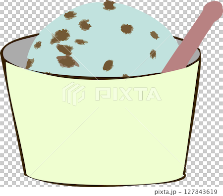 白いカップに入ったアイスクリーム・チョコミント 白いカップに入ったアイスクリーム・チョコミント 127843619