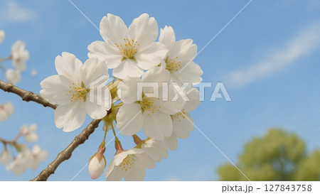 春の青空と白い桜の美しい共演 127843758