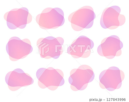 流体シェイプフレームイラストセット ベクター グラデーション ピンクパープル 流体シェイプフレームイラストセット ベクター グラデーション ピンクパープル 127843996