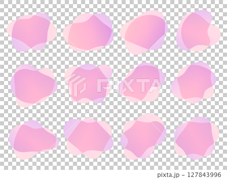 流体シェイプフレームイラストセット ベクター グラデーション ピンクパープル 流体シェイプフレームイラストセット ベクター グラデーション ピンクパープル 127843996