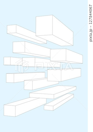 立体3d  幾何学図形のイラスト素材　白黒線　ビジネス　ベクターpng 127844067