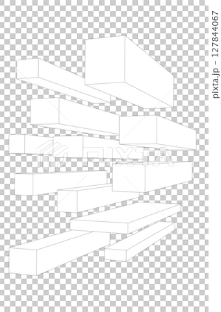 立体3d  幾何学図形のイラスト素材　白黒線　ビジネス　ベクターpng 127844067