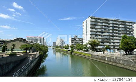 大阪市城東区古市　城北川周辺の風景　関目 127844154