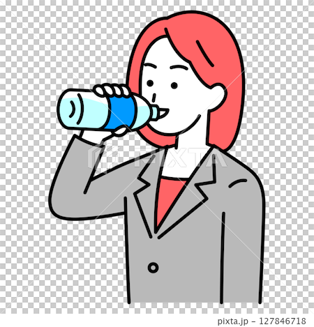 水分補給をするスーツの女性 127846718