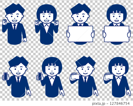 Icon of a man and woman in a navy blue suit. Part 4 Icon of a man and woman in a navy blue suit. Part 4 127846754