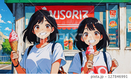 アイスクリームを食べる女の子 127846991