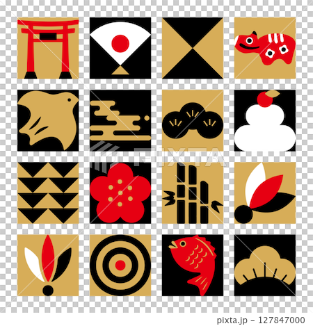 Japanese-style illustrations that can be used for New Year's cards. Japanese-style icon set. Japanese modern illustrations. Japanese-style illustrations that can be used for New Year's cards. Japanese-style icon set. Japanese modern illustrations. 127847000