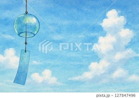 夏の青空と風鈴 127847496