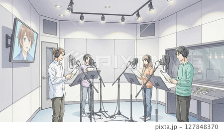 声優たちのアフレコ収録風景 声優たちのアフレコ収録風景 127848370