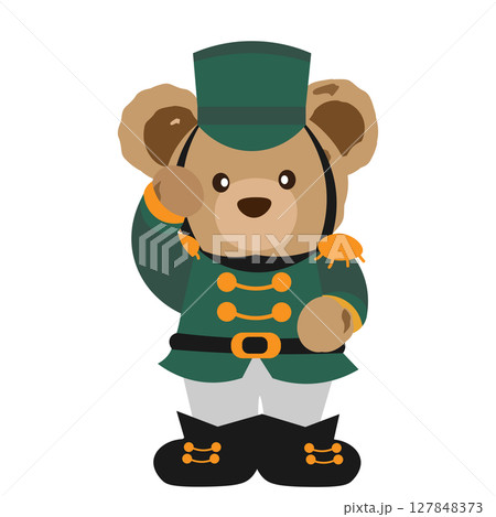 敬礼をするクマのぬいぐるみのイラスト 敬礼をするクマのぬいぐるみのイラスト 127848373