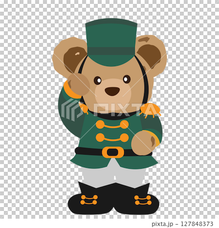 敬礼をするクマのぬいぐるみのイラスト 敬礼をするクマのぬいぐるみのイラスト 127848373