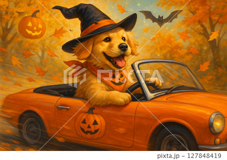 ハロウィンを楽しんでいる犬 127848419