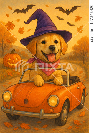 ハロウィンを楽しんでいる犬 127848420