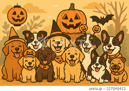 ハロウィンを楽しんでいる犬 127848422