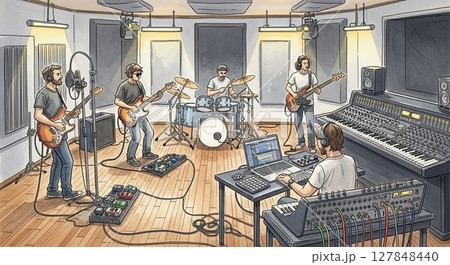 最新機材と共奏するレコーディング風景 127848440