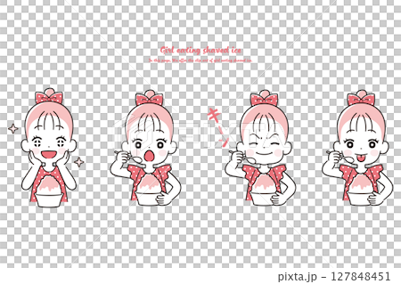 女孩吃刨冰，單色套裝 127848451