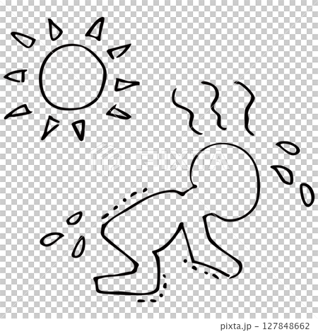 簡單中暑線描向量素材 127848662