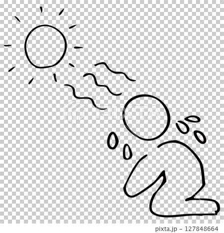 Simple heat stroke line drawing vector material Simple heat stroke line drawing vector material 127848664