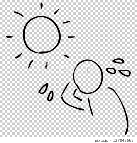 Simple heat stroke line drawing vector material Simple heat stroke line drawing vector material 127848665
