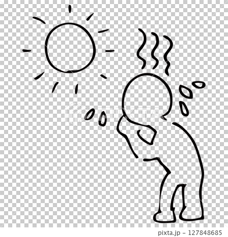 Simple heat stroke line drawing vector material Simple heat stroke line drawing vector material 127848685