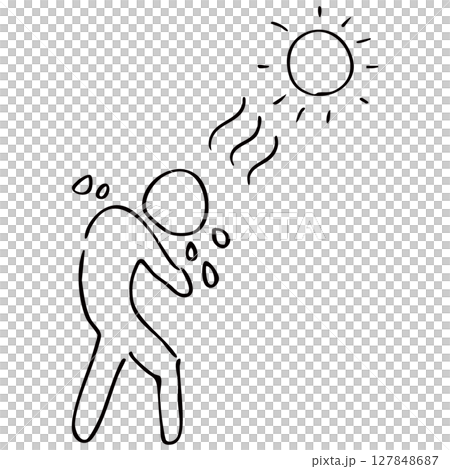 Simple heat stroke line drawing vector material 127848687