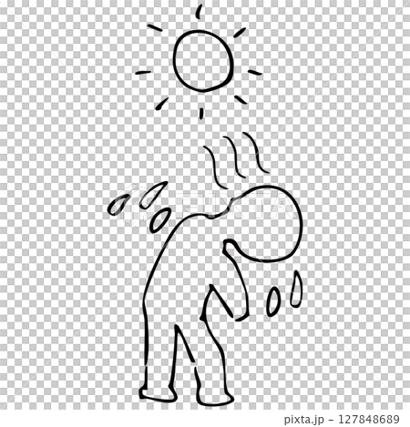 Simple heat stroke line drawing vector material - Stock Illustration ...