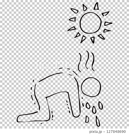 Simple heat stroke line drawing vector material Simple heat stroke line drawing vector material 127848690