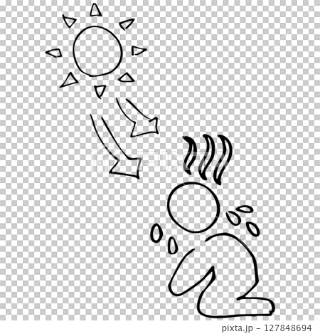 シンプルな熱中症の線画のベクター素材 シンプルな熱中症の線画のベクター素材 127848694