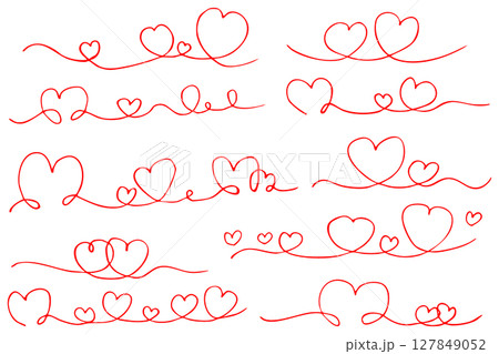 手書きのハートの線のイラスト素材　ベクター 127849052