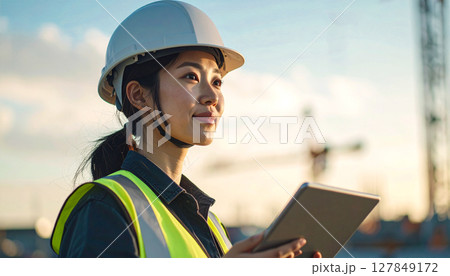 建設現場で働く女性 127849172