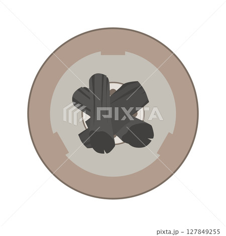 上から見た炭の入った七輪イラスト 127849255