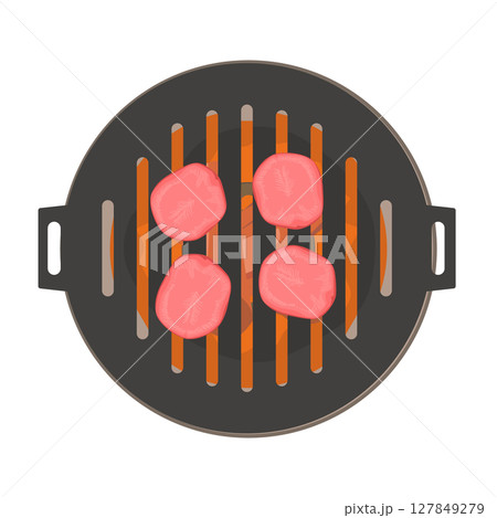 七輪焼肉で牛タンを焼くイラスト 七輪焼肉で牛タンを焼くイラスト 127849279
