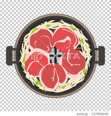 Illustration of lamb roll Genghis Khan cooked on a charcoal grill 127849280