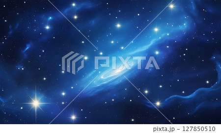 Serene Deep Blue Space with Sparkling Stars and Nebula 3-1 127850510
