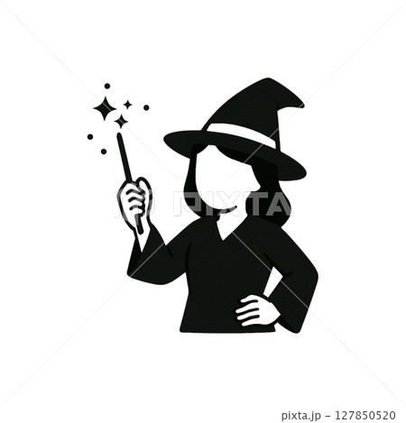 魔法を使う魔女の線画アイコン、イラスト、素材、背景なし、表情なし、ハロウィン 魔法を使う魔女の線画アイコン、イラスト、素材、背景なし、表情なし、ハロウィン 127850520